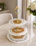 Cake Platter - Gold and White