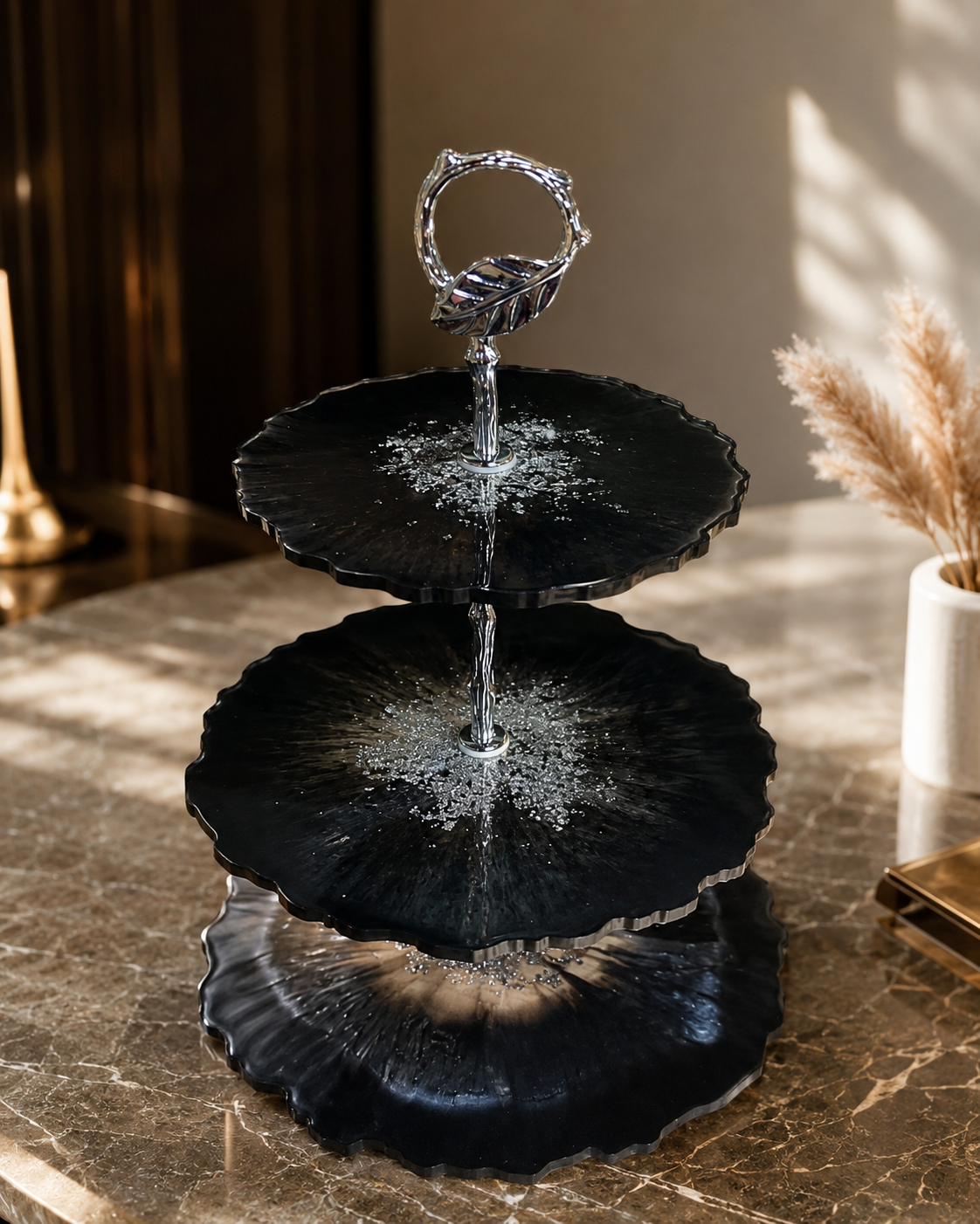 Cake Platter - Black and Silver