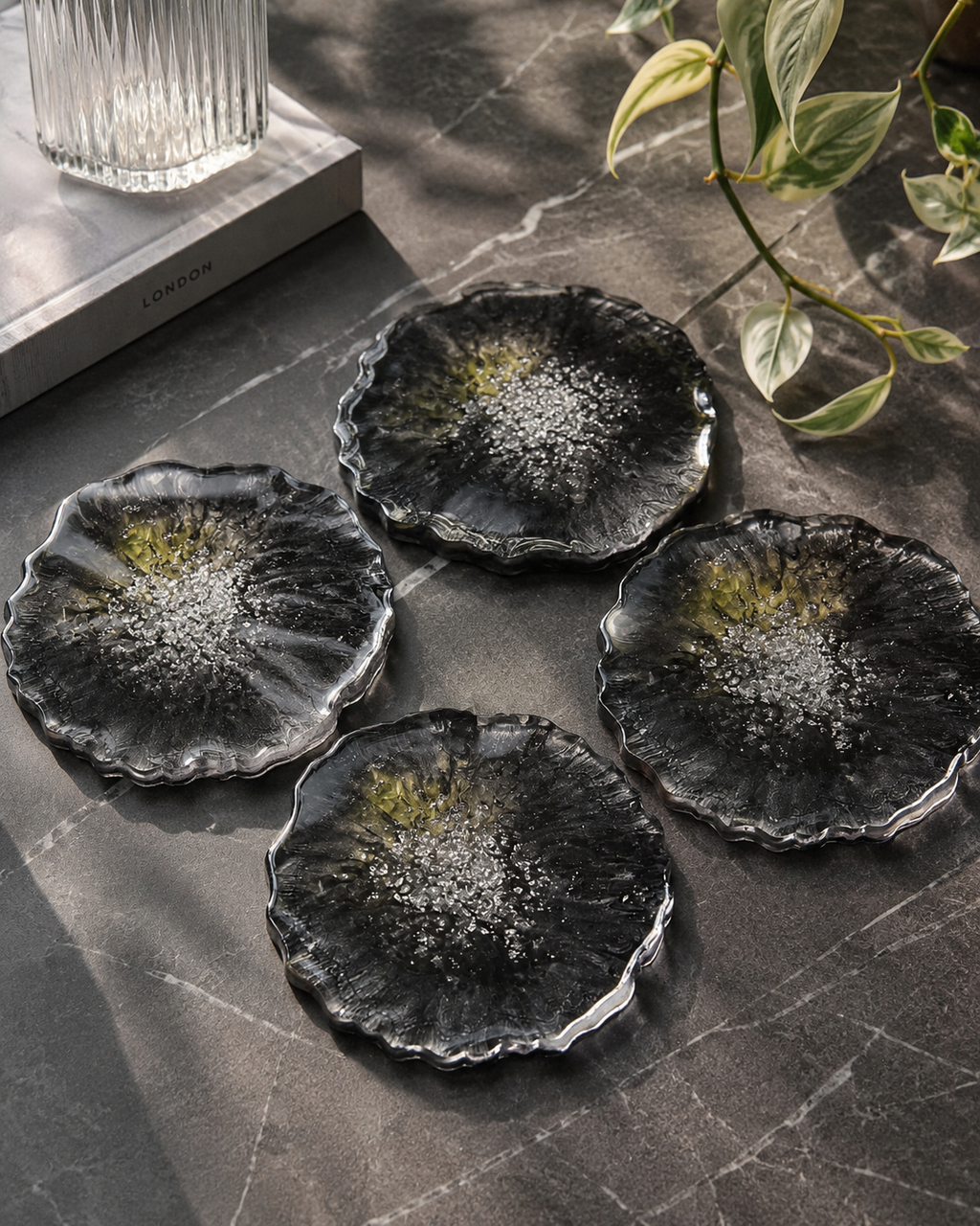Coasters - Black and Silver