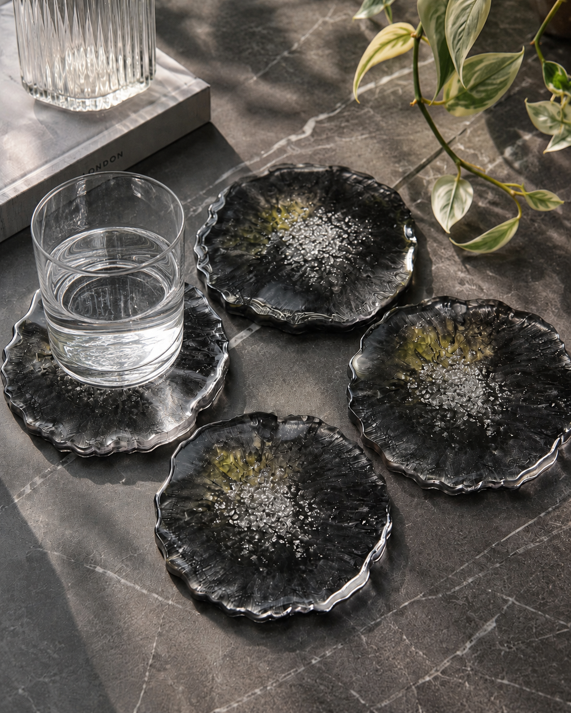 Coasters - Black and Silver