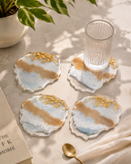 Coasters -  Gold Flakes and White