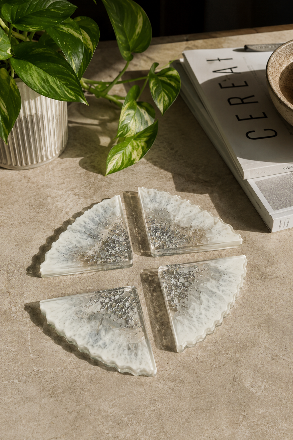 Coasters - White and Silver
