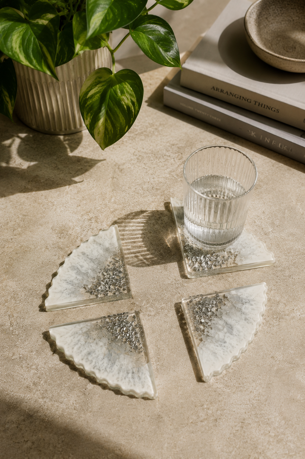 Coasters - White and Silver