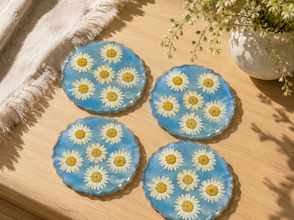 Coasters - Blue Shimmer Floral