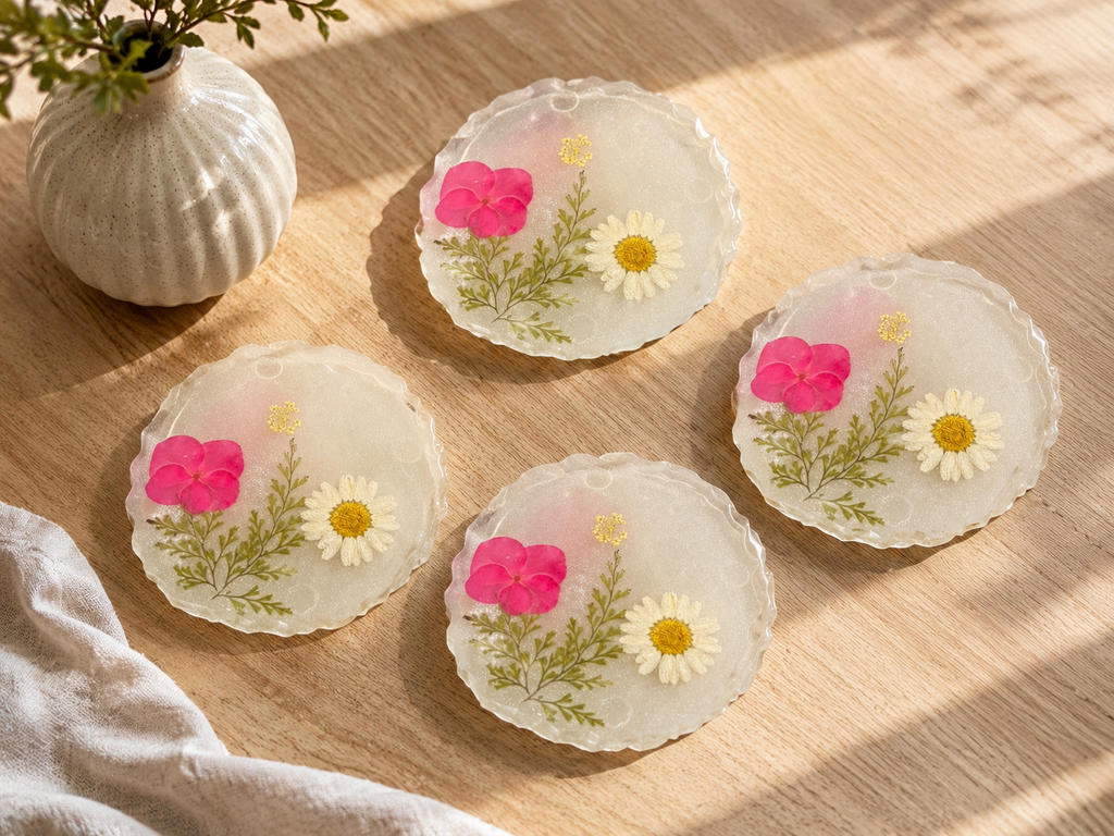 Coasters - White Floral