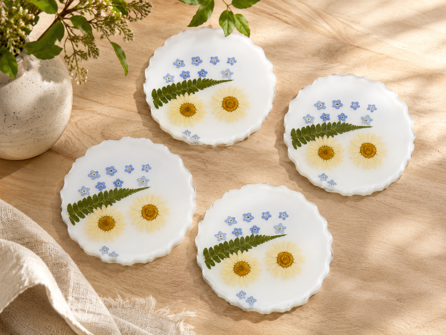 Coasters - White Floral