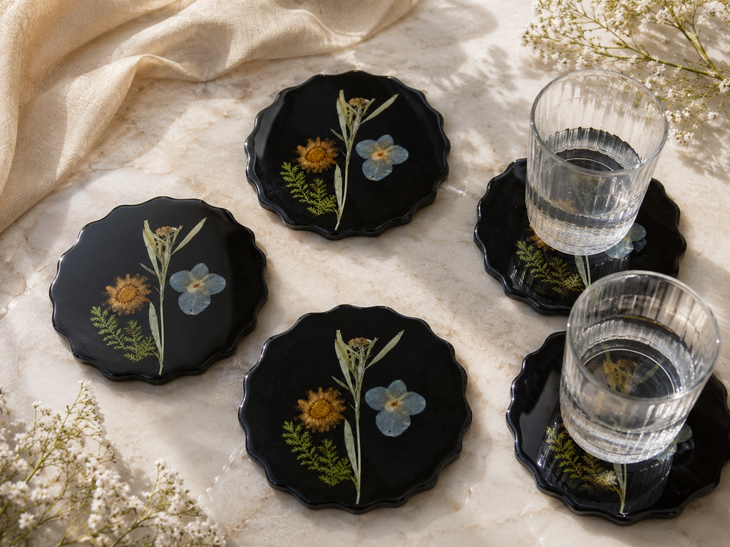 Coasters - Black Floral