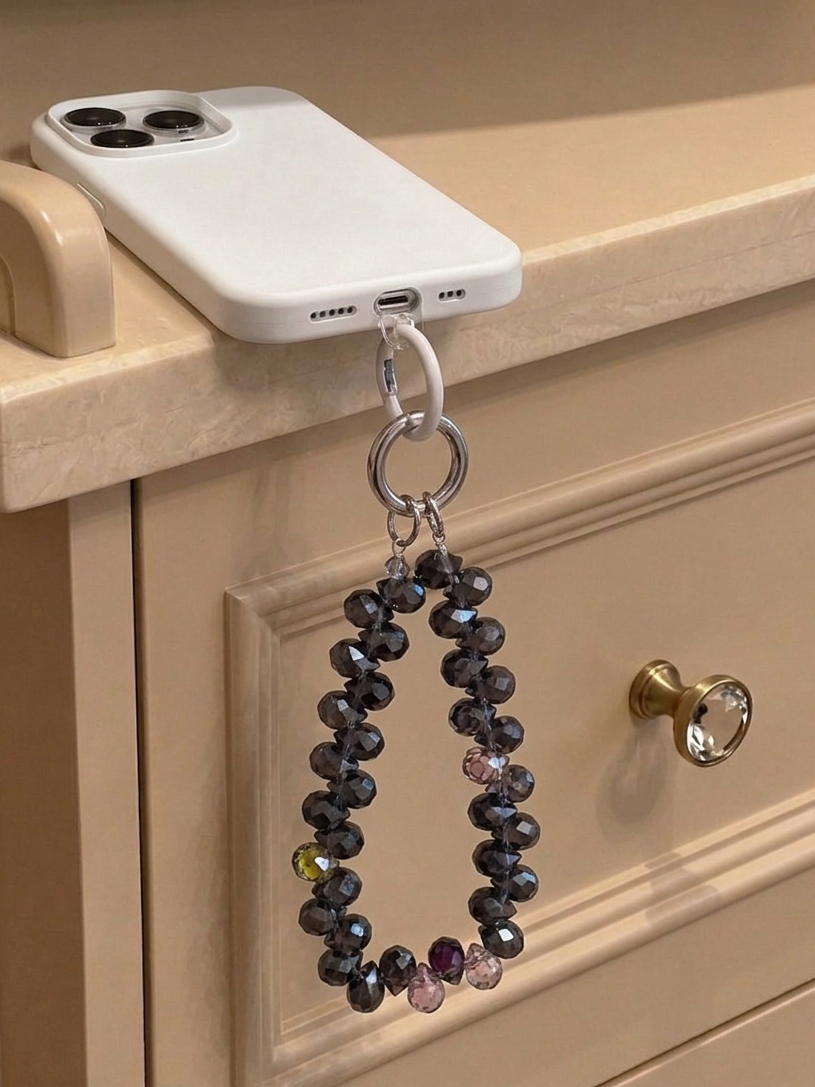 Crystal Black Phone Charm