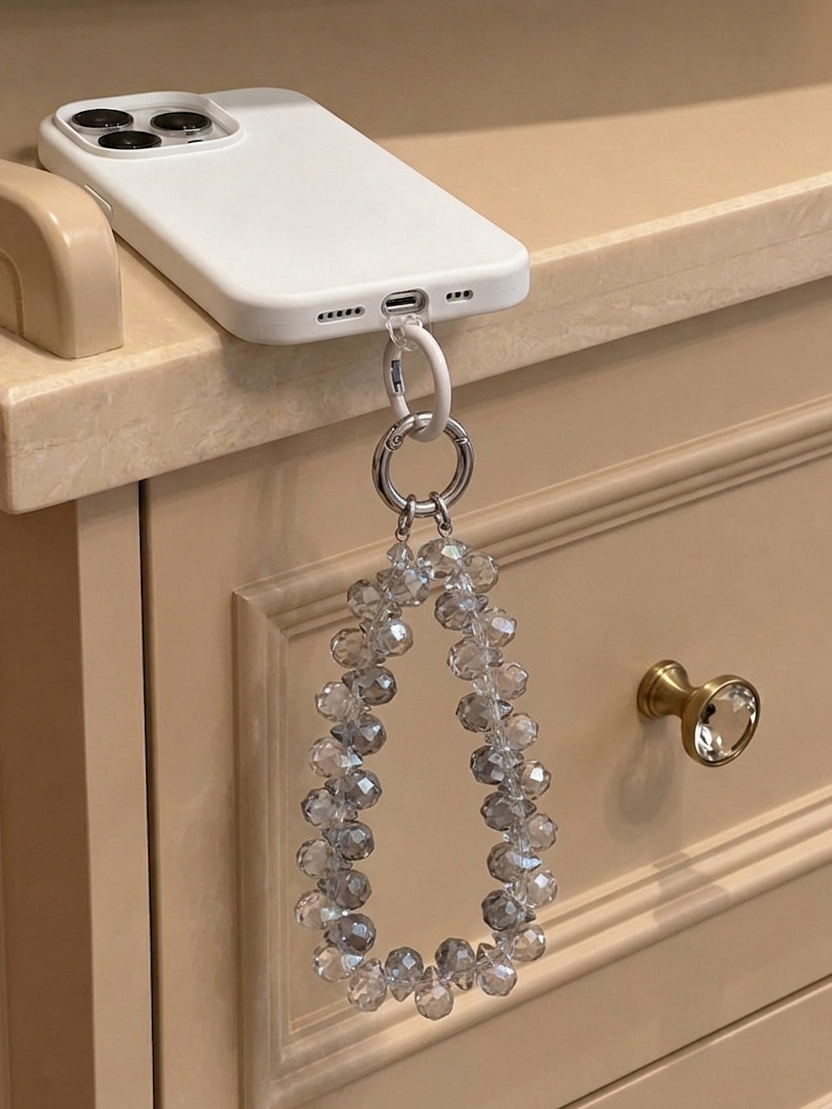 Crystal Grey Phone Charm